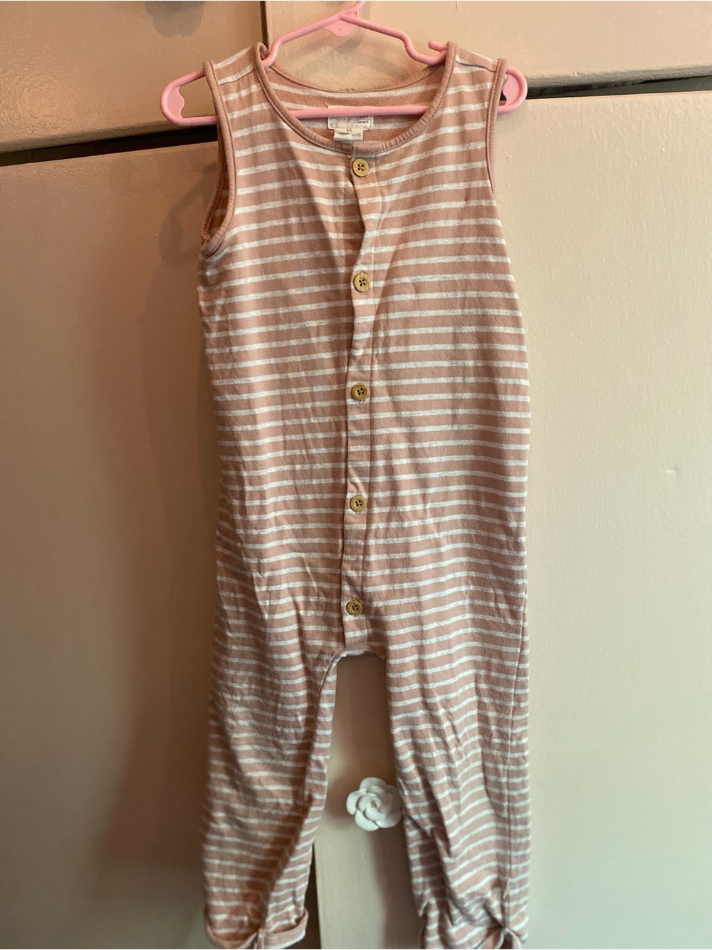 Striped Sleeveless Romper - Pink Cream